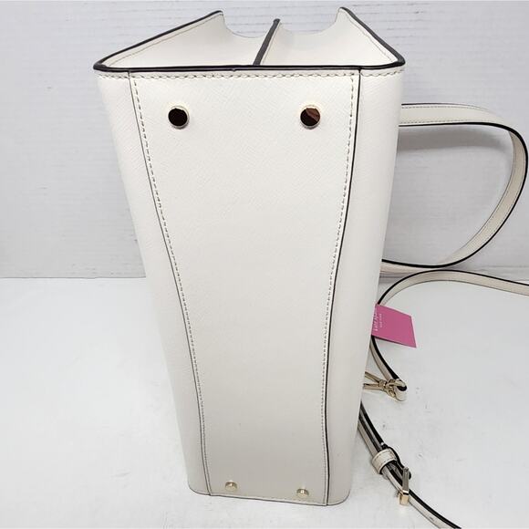 Kate Spade Ivory Off White Handbag Satchel Pebble Leather Purse Gold Trim NWT - Picture 6 of 13